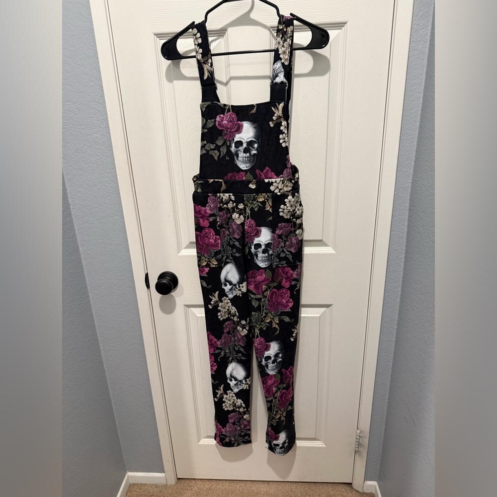 Blackmilk skull and roses overalls